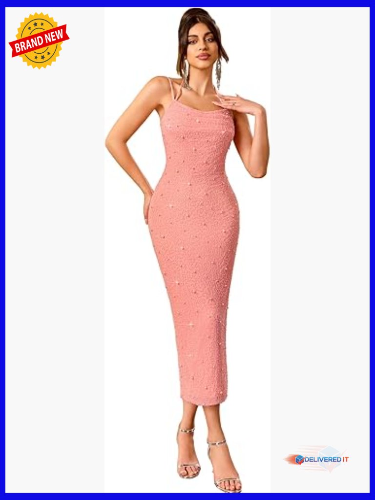 Strapless Beaded Maxi Bodycon Dress With Slit, Formal Wedding Guest